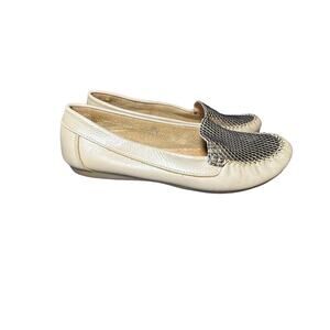 Mocassino Loafers size us 7.5 / 39 cream and bronze comfort shoe leather